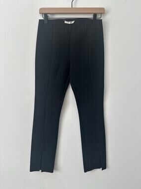 The Row Slim Leg Cropped Slit Pants Women's W28 Black Stretch Luxury Designer